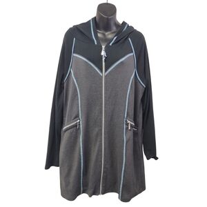 Laura Hlavac Size L Hooded Full zip Sweatshirt Yoga Casual stitching Gray Jacket